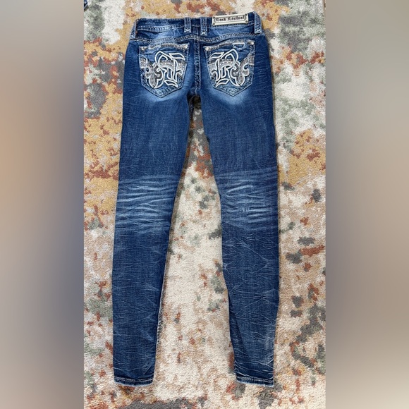Rock Revival Jeans Size 25 Skinny Kelsie Rhinestone Thick Stitch Pockets Blue - Picture 2 of 10